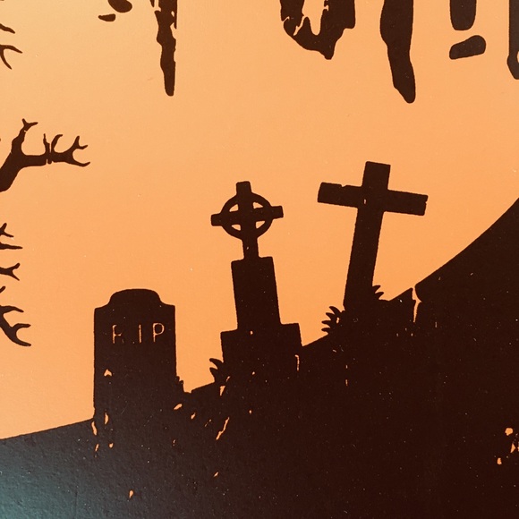 Halloween Fright Night Wood Box Frame Ghost Tombs - Picture 7 of 12